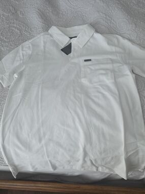 Figs Men's White Polo with Chest Pocket Medium
